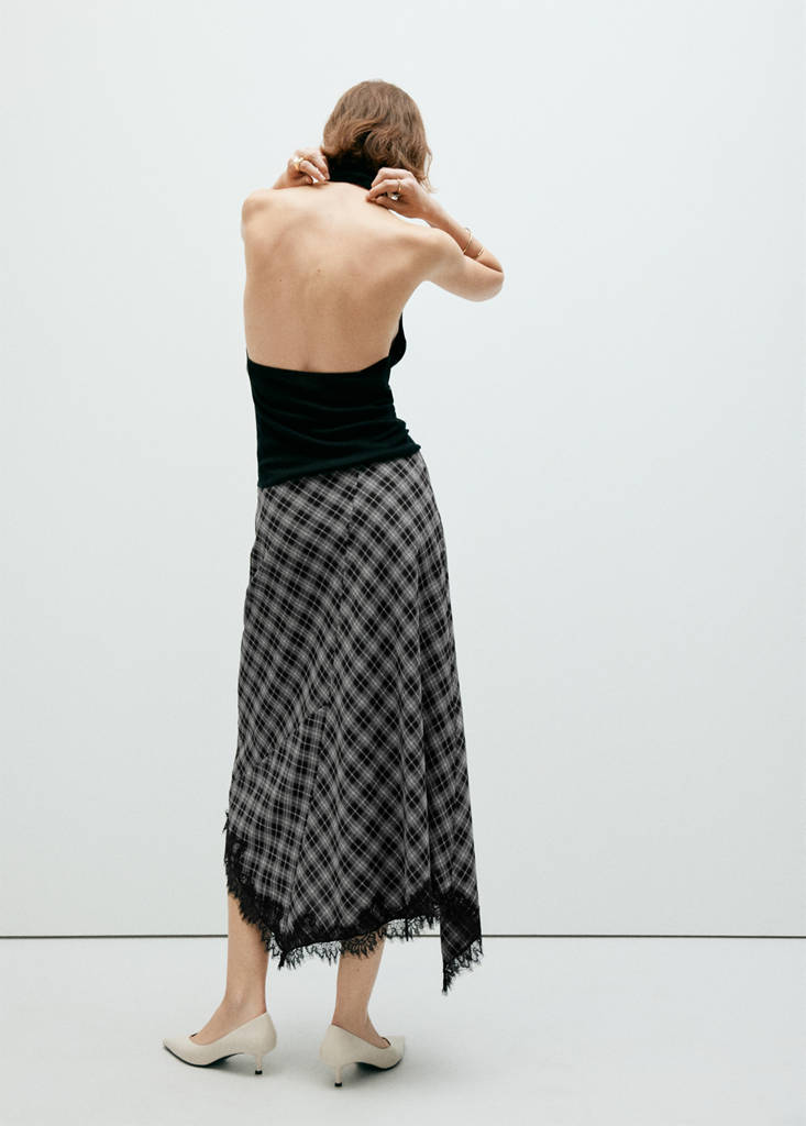 Fluid midi checked skirt — Black