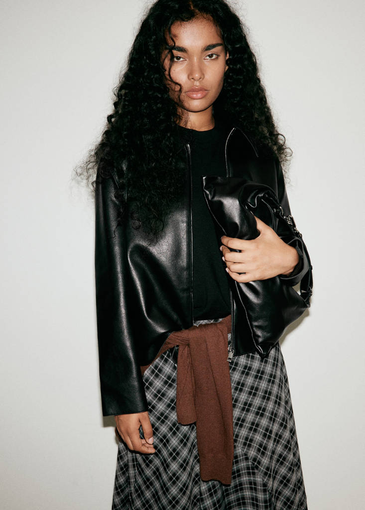 Fluid midi checked skirt — Black