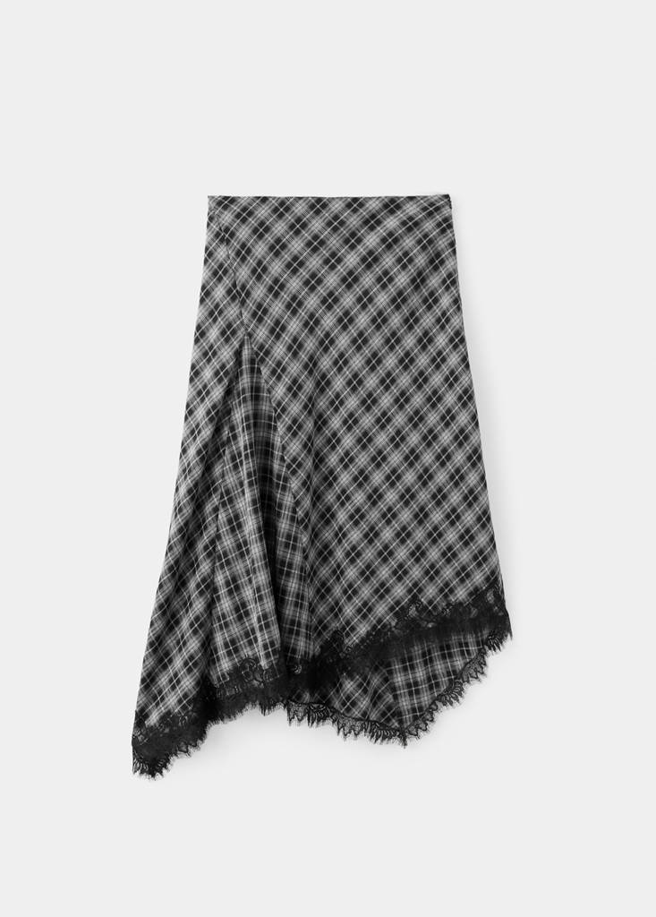 Fluid midi checked skirt — Black