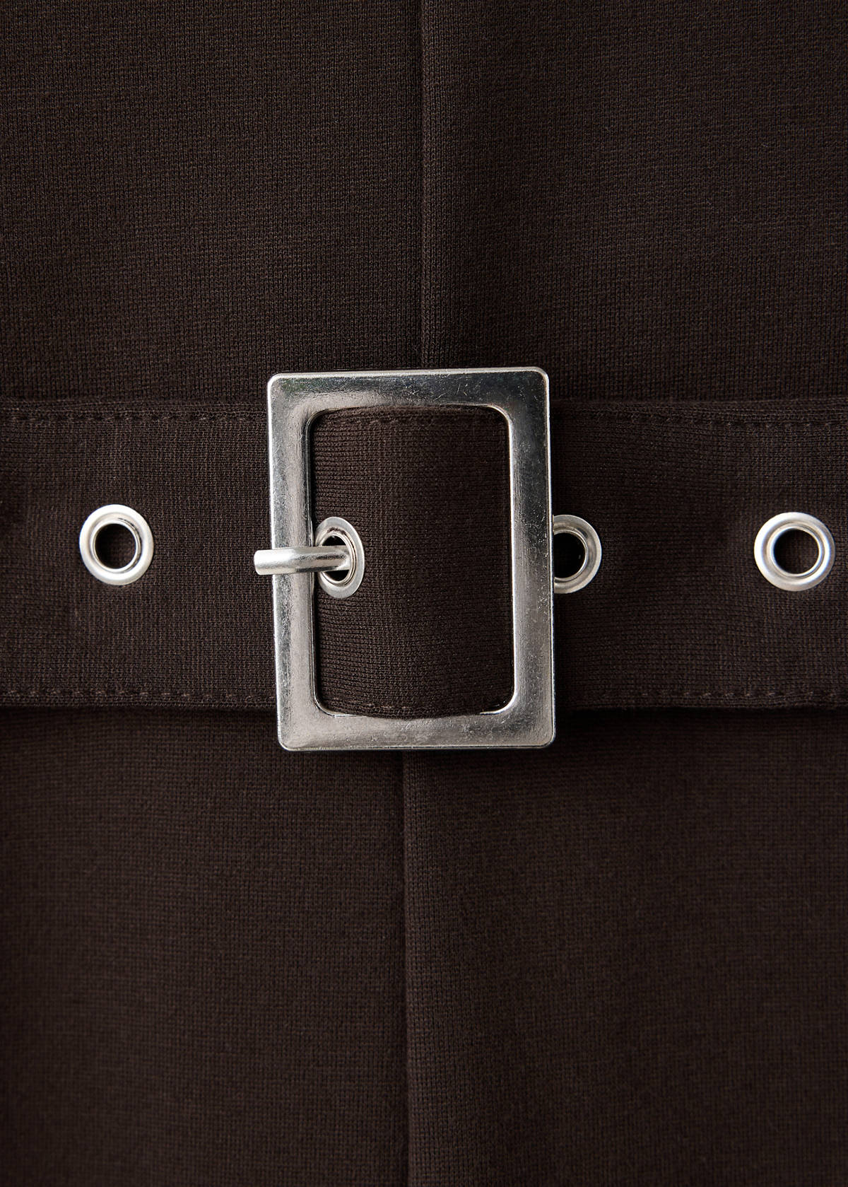 Long jumpsuit with belt and buckle — Brown