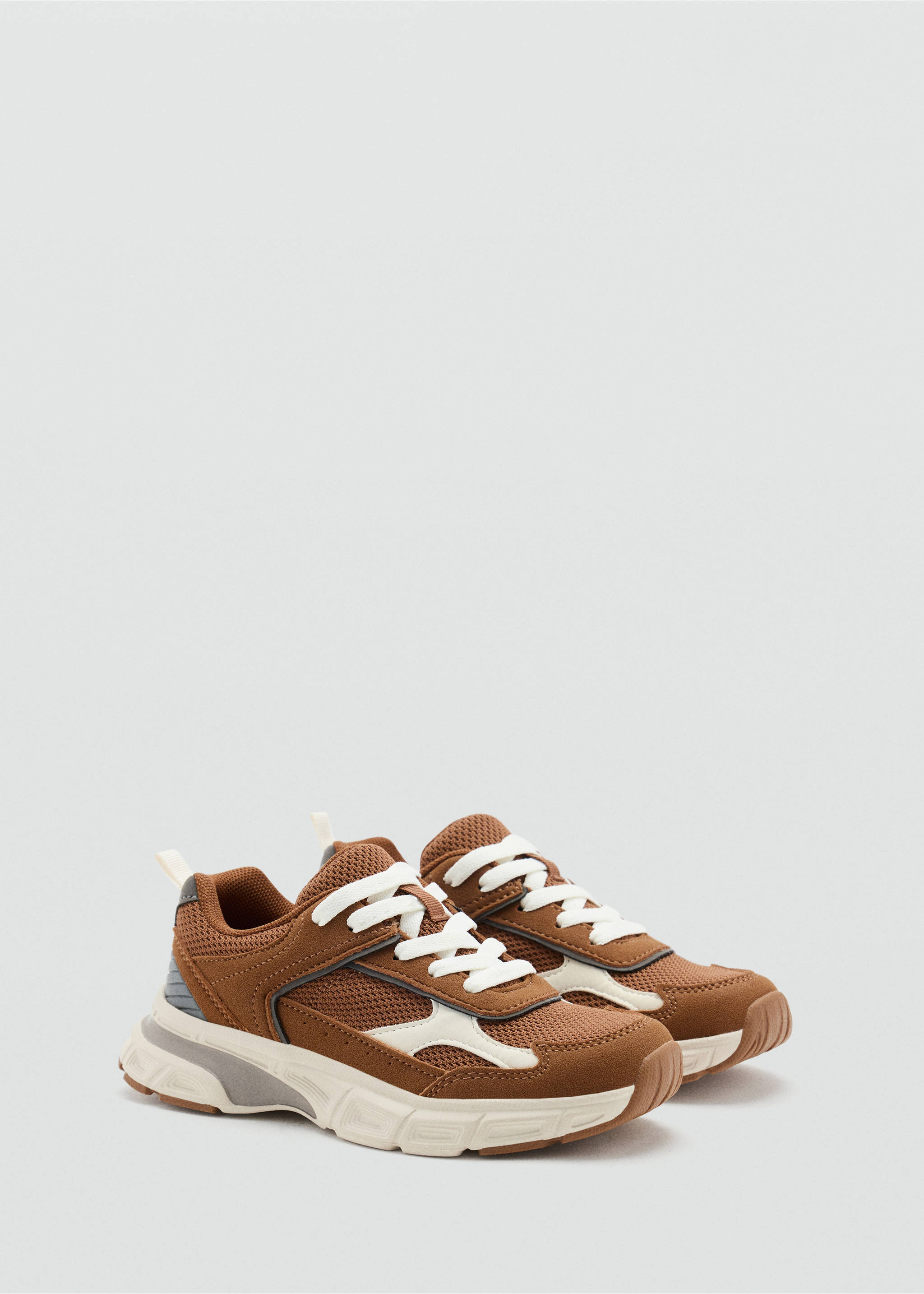 Brown trainers with white laces and chunky rubber soles., Chocolate. Ref: 37094071-00.