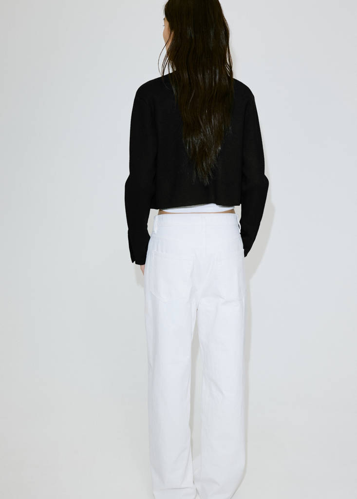 Fine-knit buttoned jacket — Black