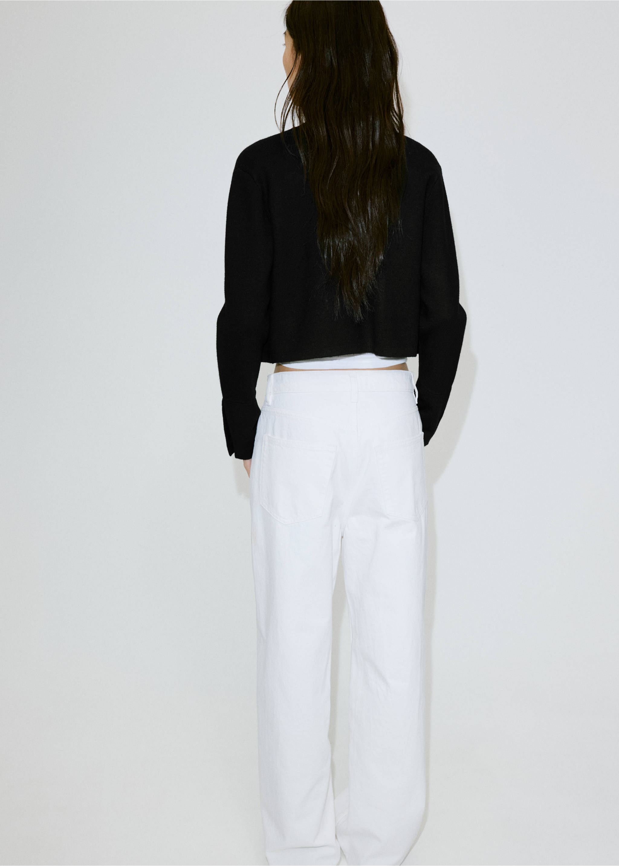 Fine-knit buttoned jacket - Reverse of the article, Black. Ref: 37094073-00.