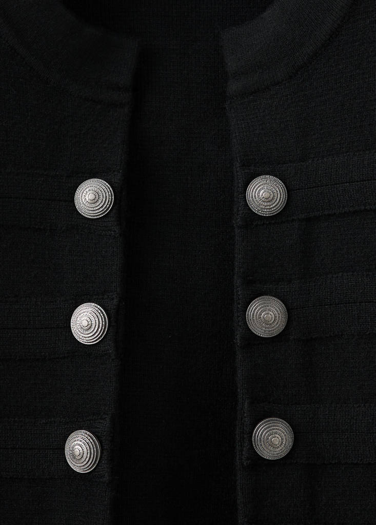 Fine-knit buttoned jacket — Black