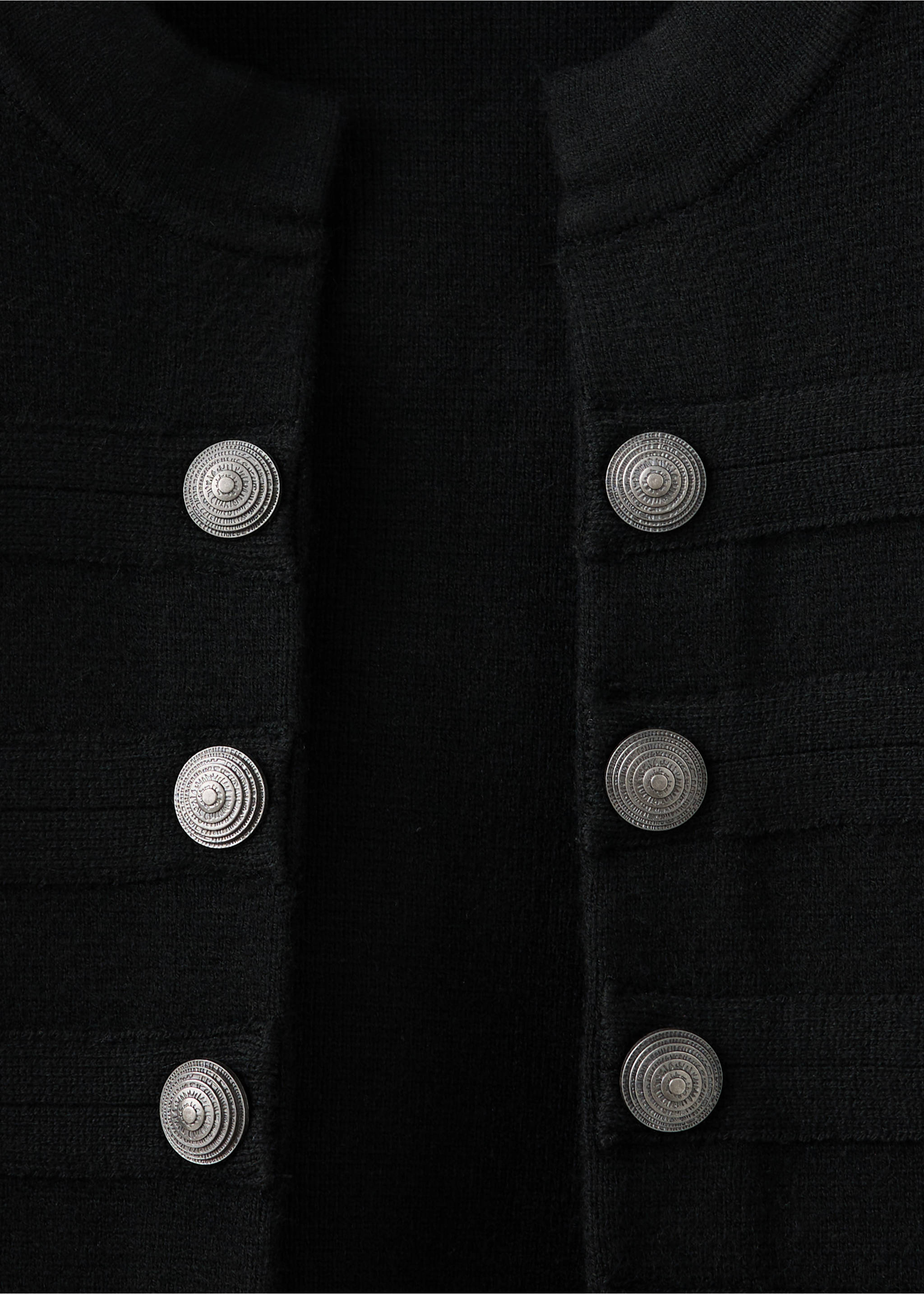 Fine-knit buttoned jacket - Details of the article 8, Black. Ref: 37094073-00.