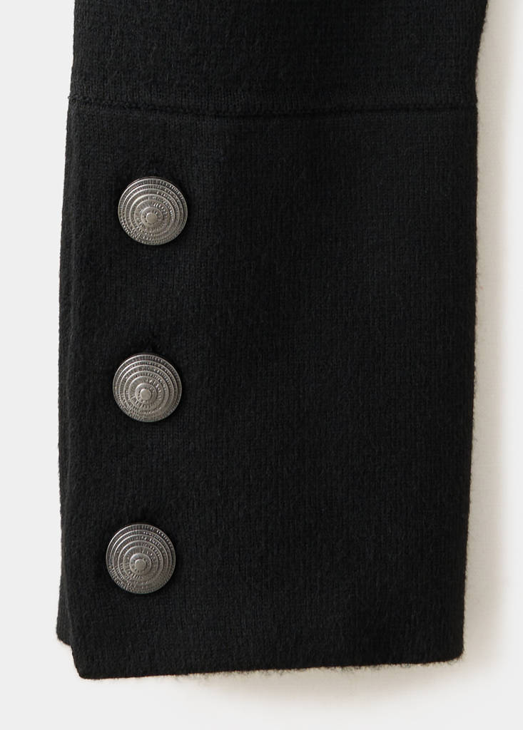 Fine-knit buttoned jacket — Black