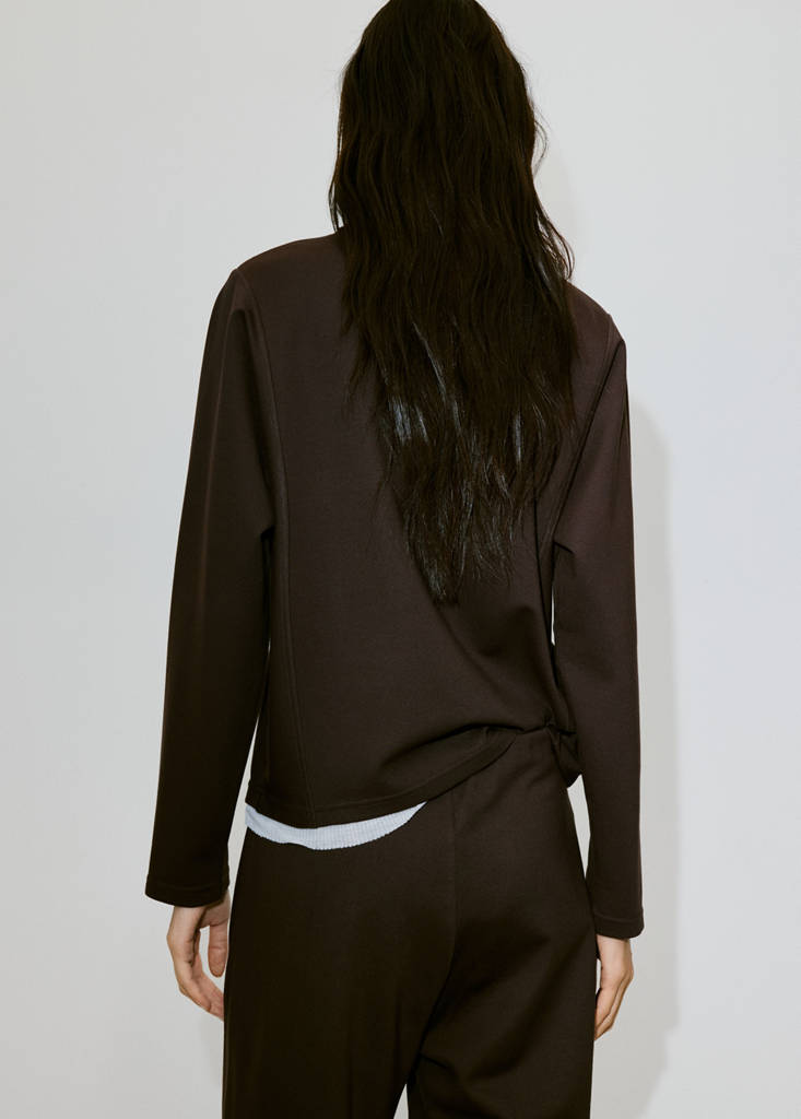 Turtleneck sweatshirt with zip — Brown