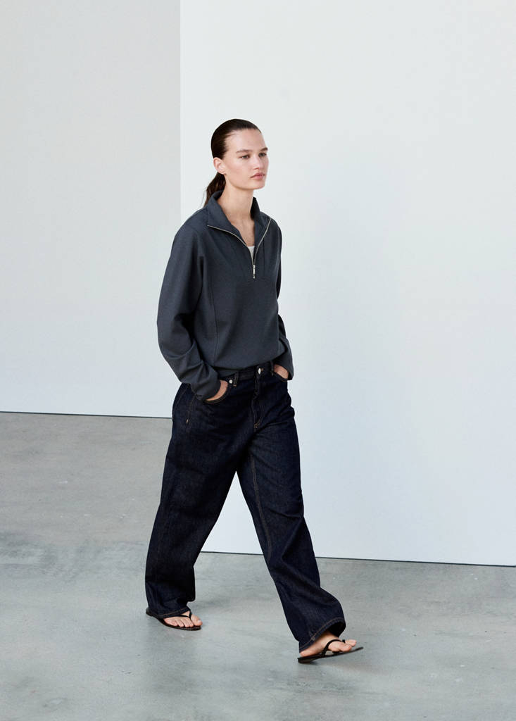 Turtleneck sweatshirt with zip — Blue