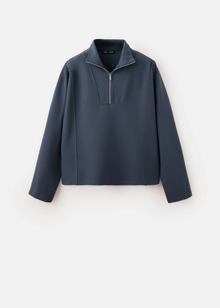Turtleneck sweatshirt with zip — Blue