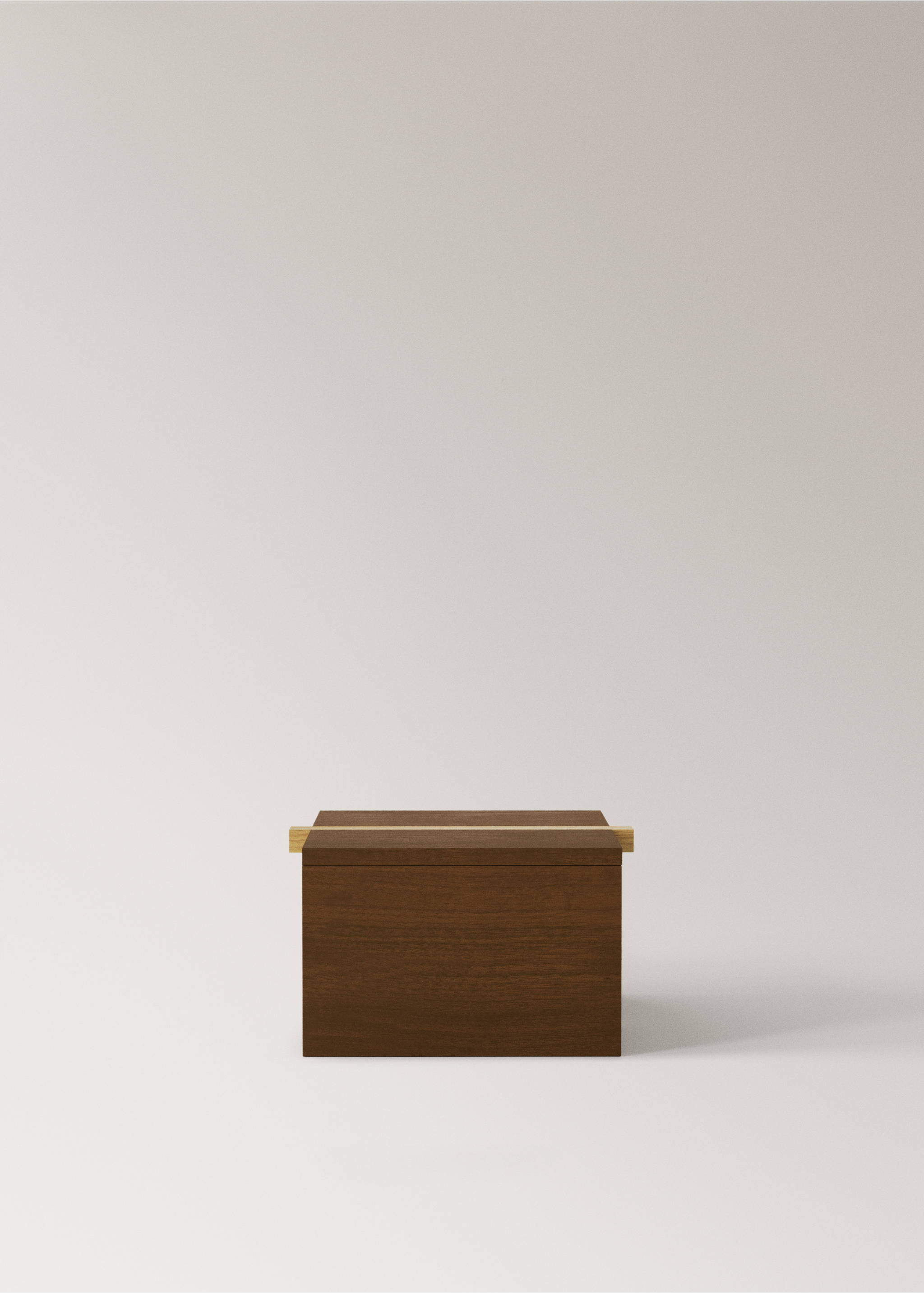 Medium two-tone wooden square box - Article without model, Brown. Ref: 37094075-00.