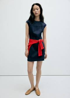 Denim dress with topstitching details — Open Blue 2