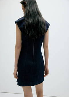 Denim dress with topstitching details — Open Blue 3