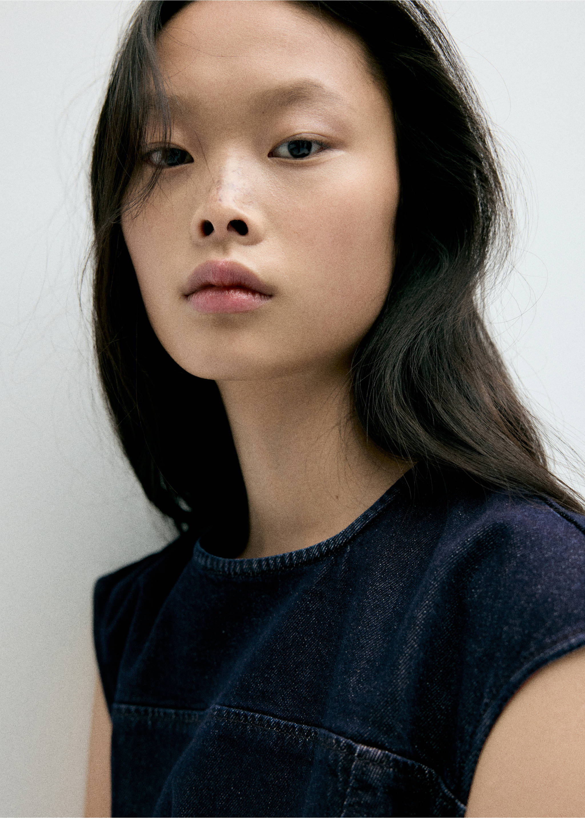 Short denim dress - Details of the article 1, Open Blue. Ref: 37094077-00.