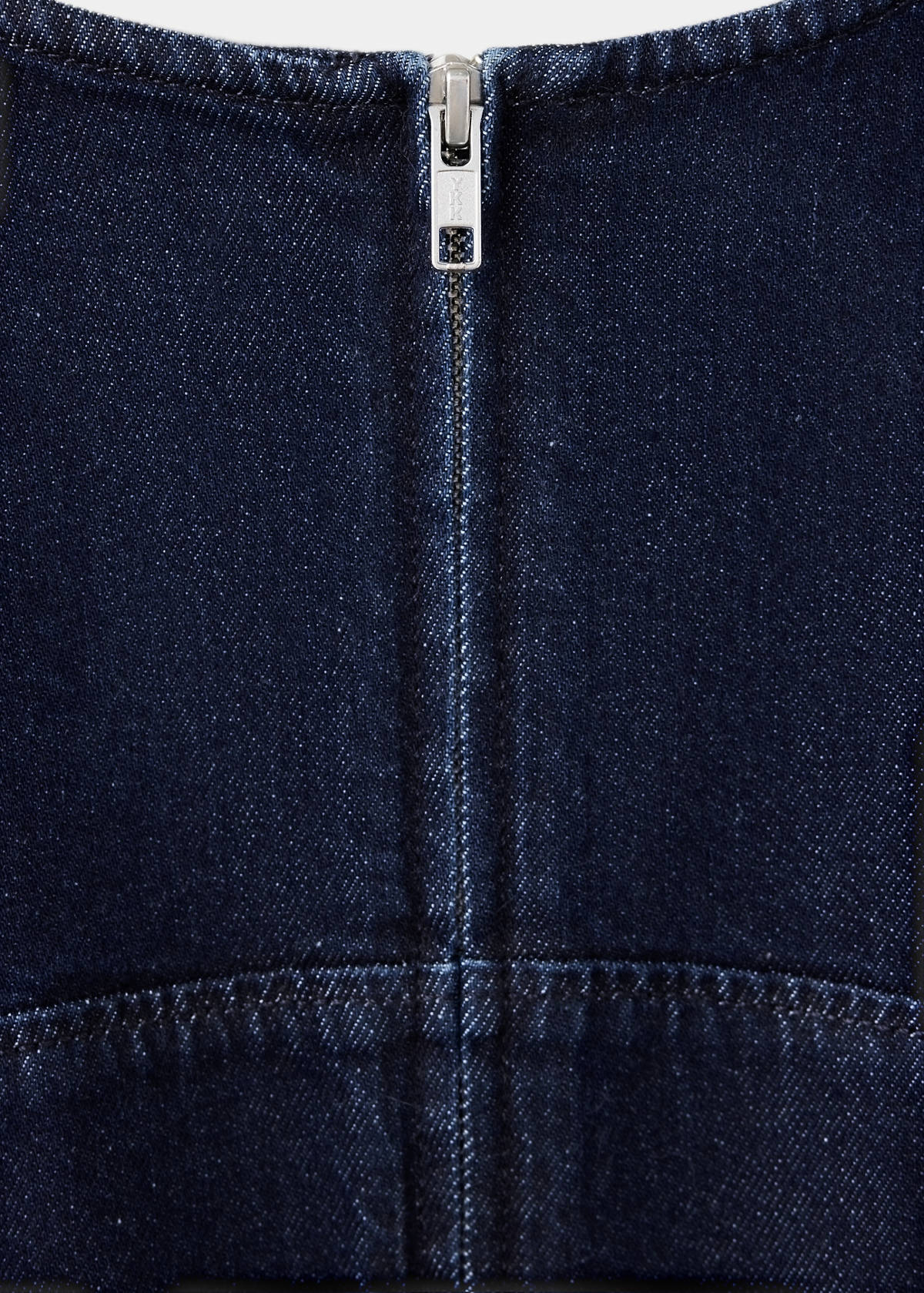 Denim dress with topstitching details — Open Blue
