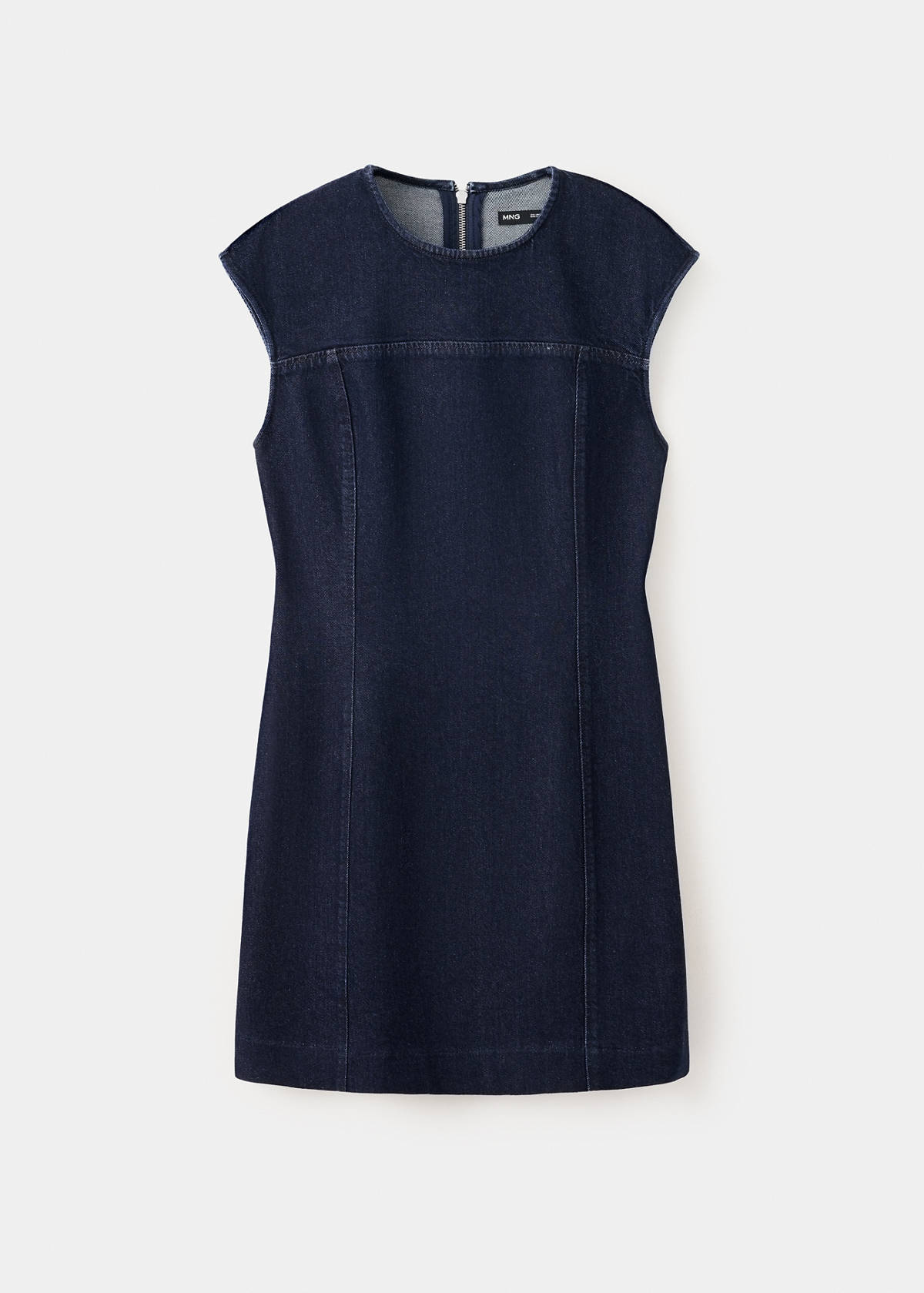 Denim dress with topstitching details — Open Blue
