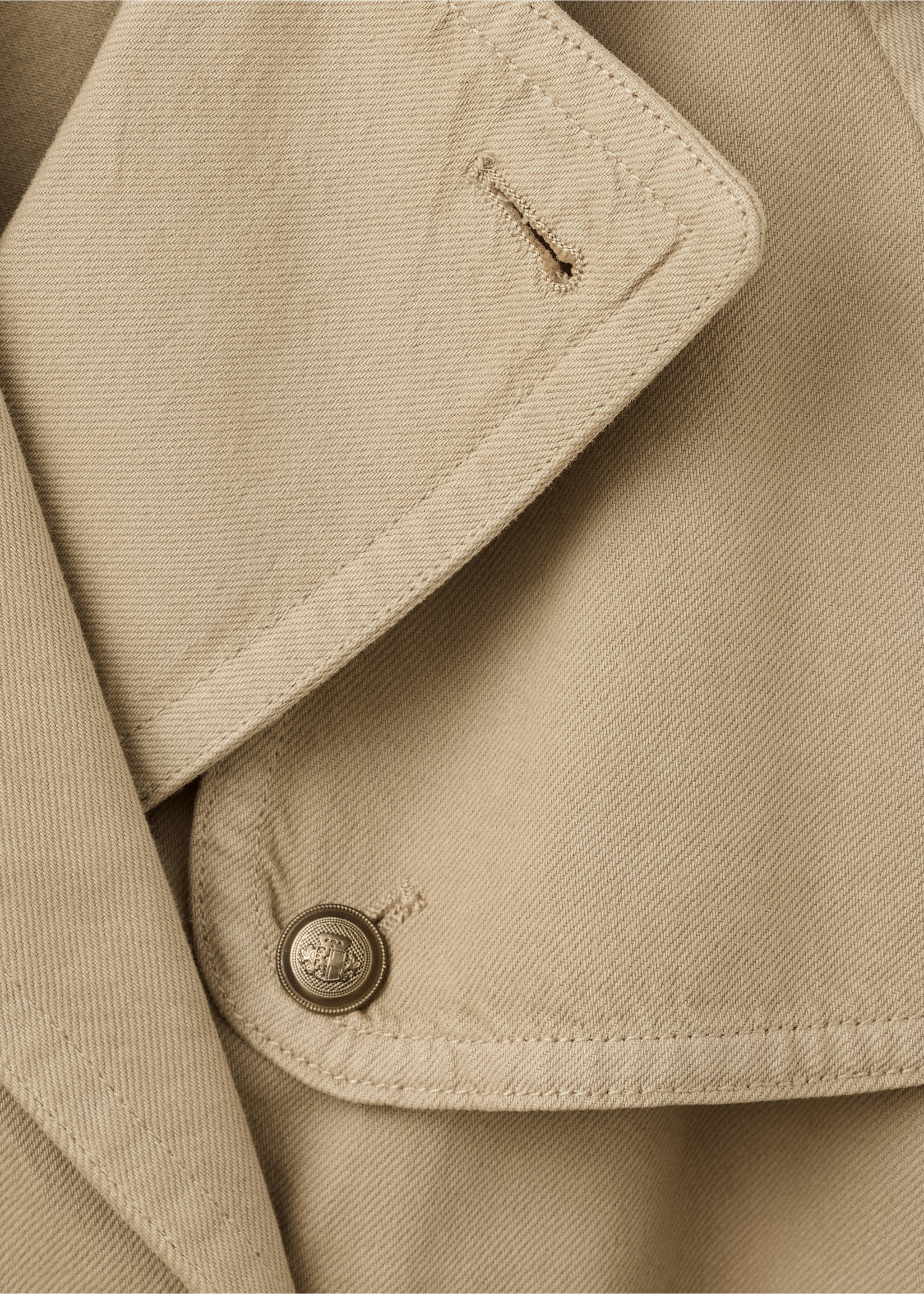 Fitted belted trench coat - Details of the article 0, Sand. Ref: 37094078-00.