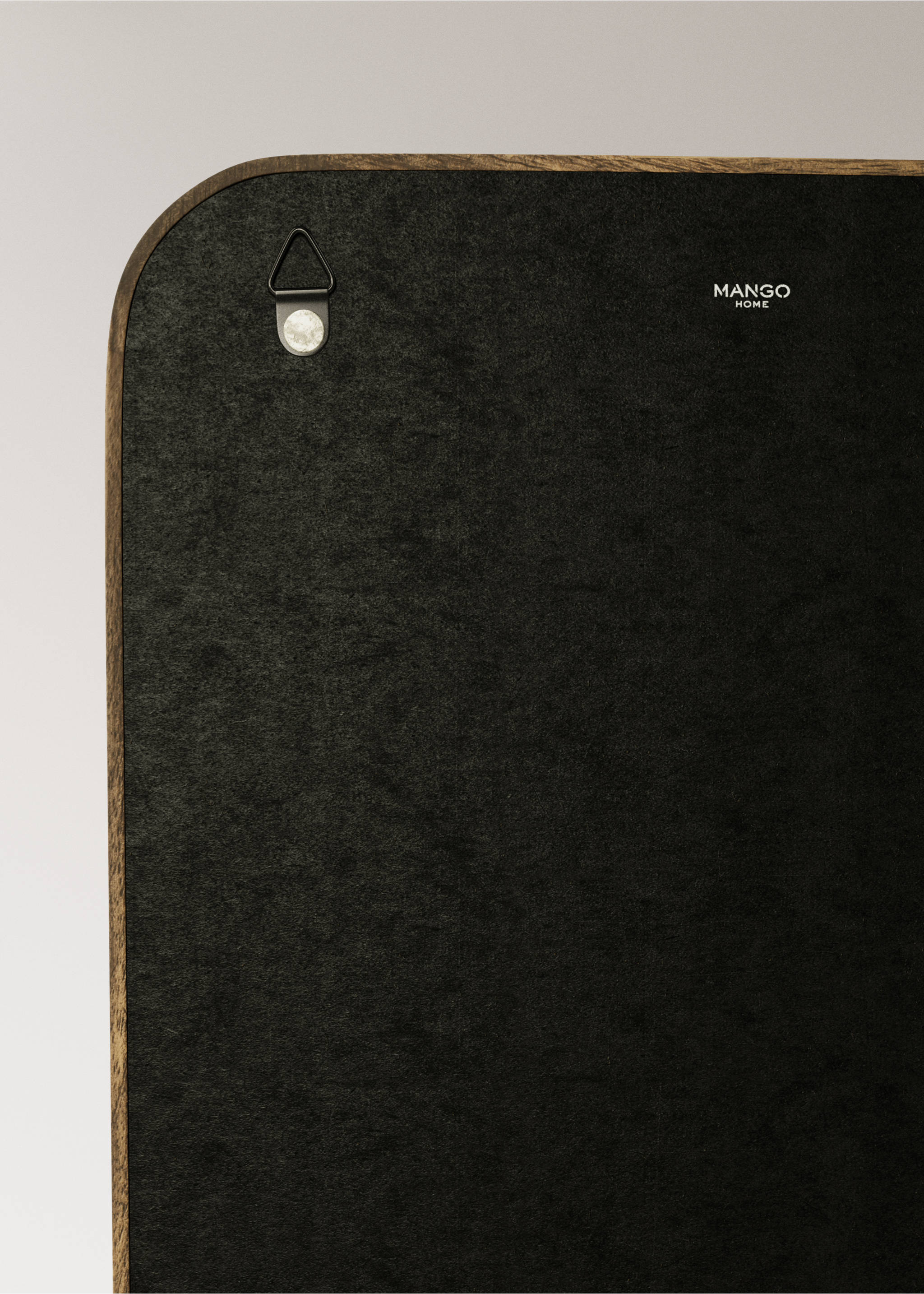 Rounded rectangular wooden mirror - Details of the article 2, Brown. Ref: 37094079-00.