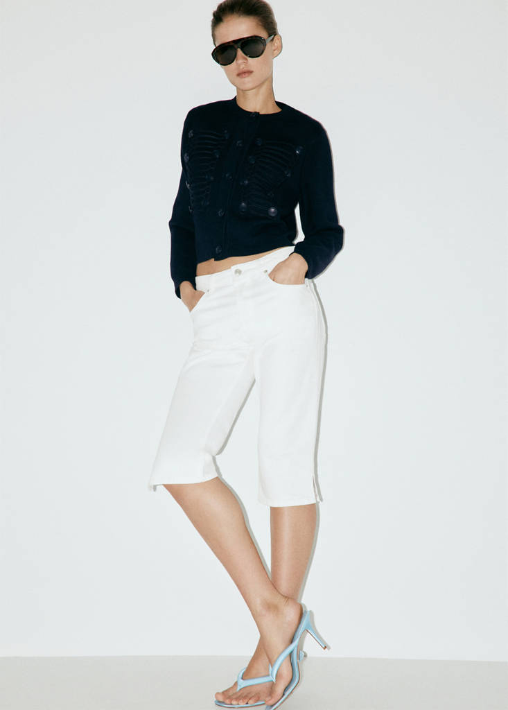 Toggle detail knitted jacket — Dark Navy