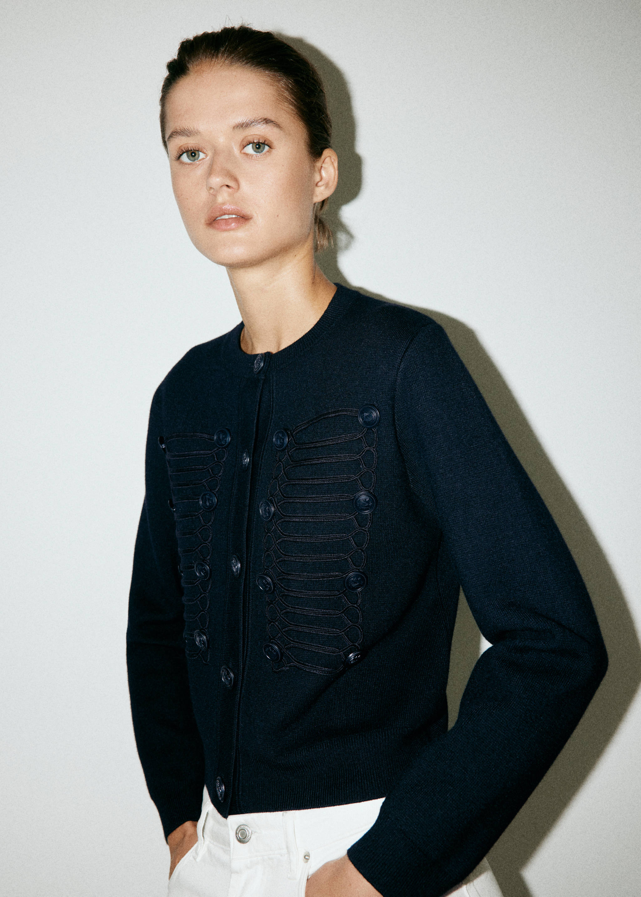 Toggle detail knitted jacket - Medium plane