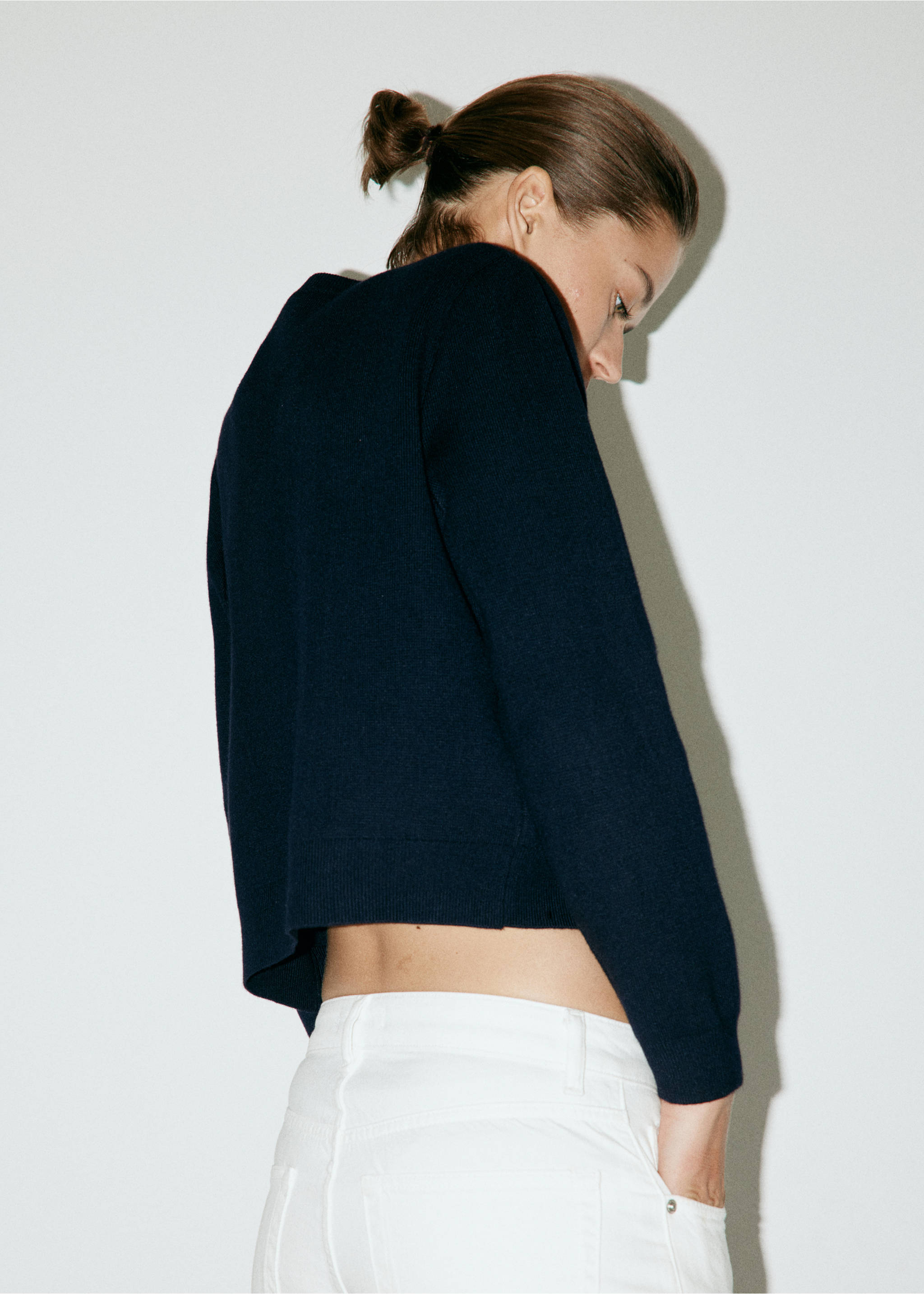Toggle detail knitted jacket - Reverse of the article, Dark Navy. Ref: 37094081-00.