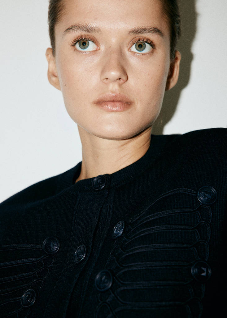 Toggle detail knitted jacket — Dark Navy