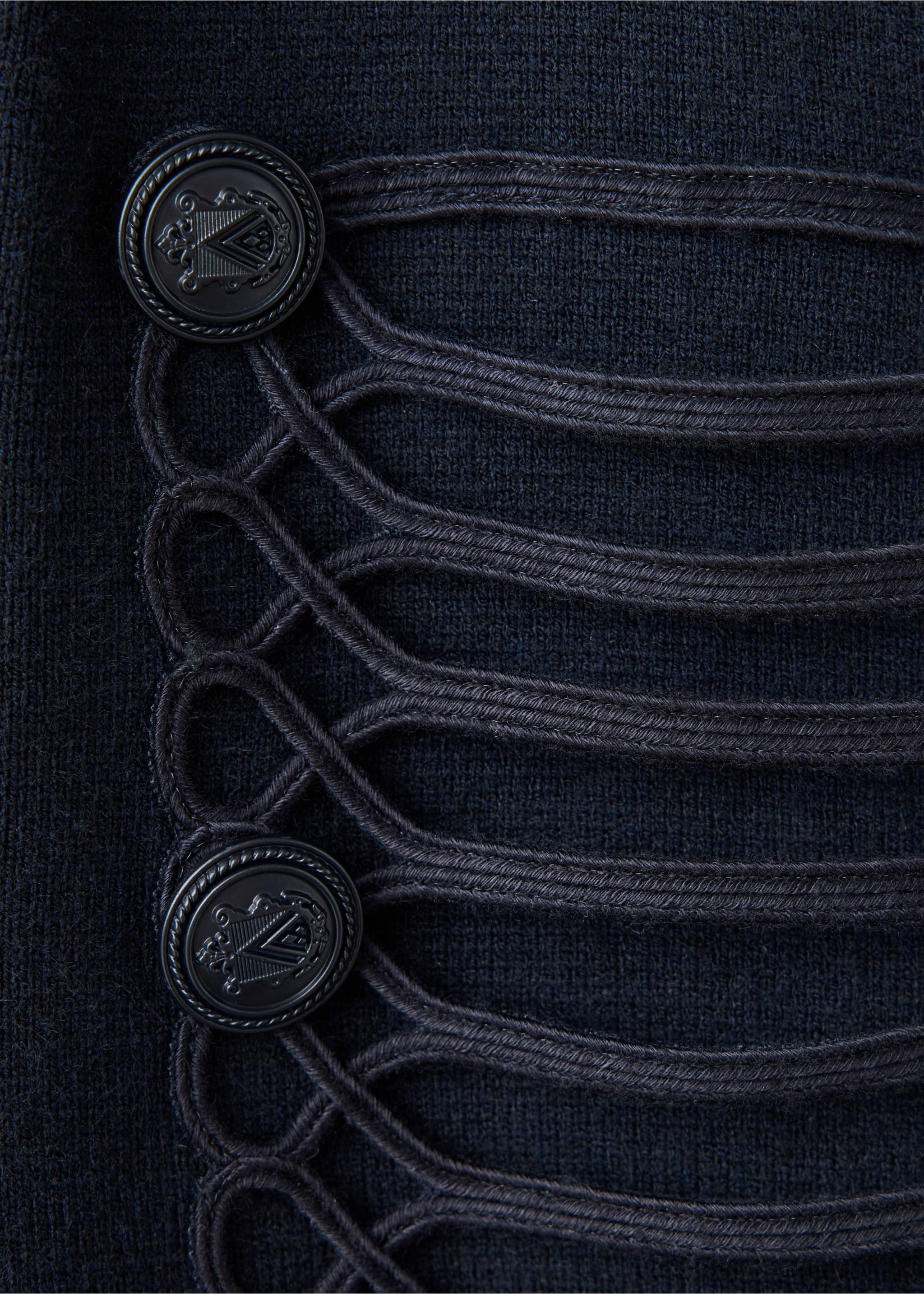 Toggle detail knitted jacket - Details of the article 8, Dark Navy. Ref: 37094081-00.