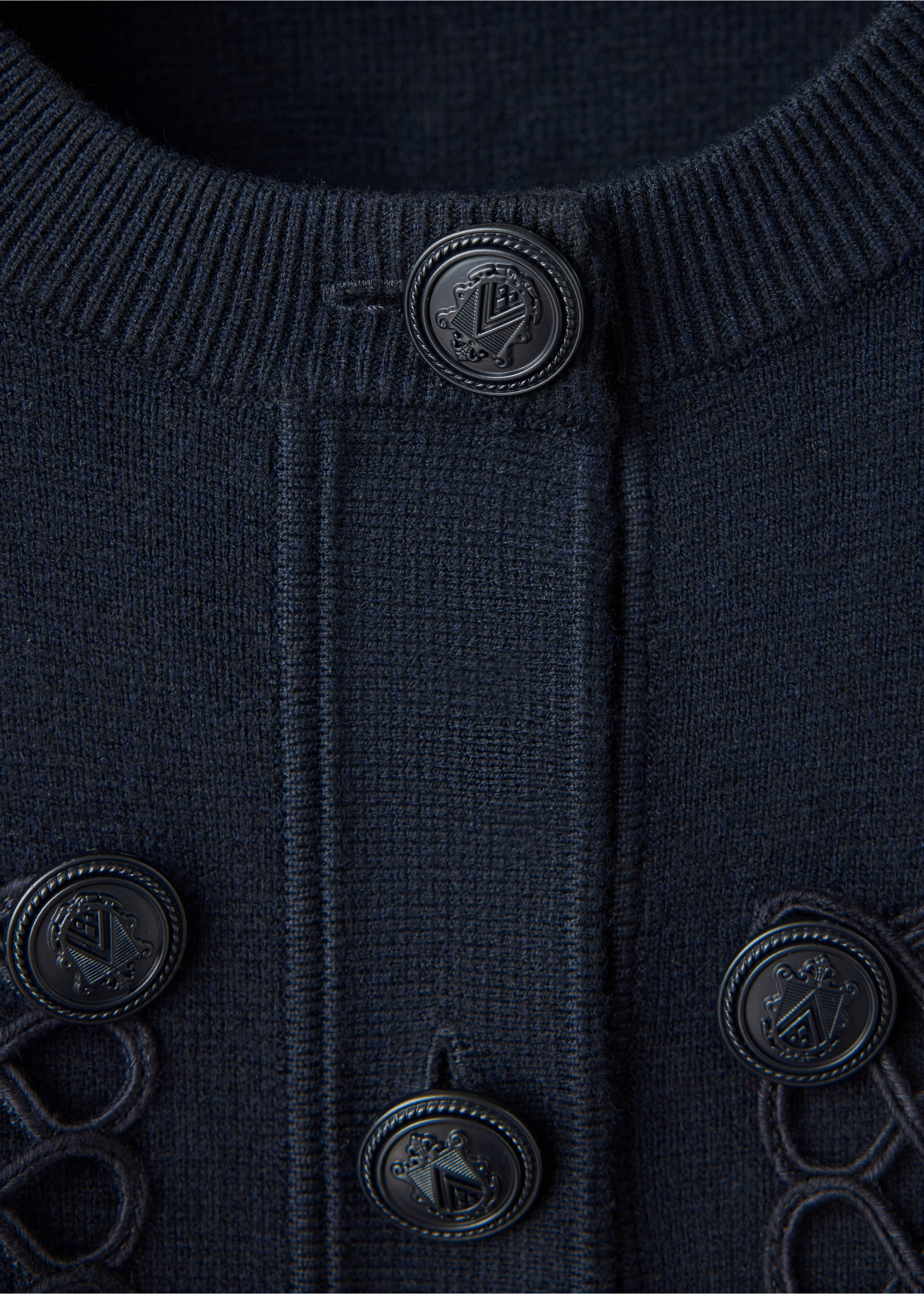Toggle detail knitted jacket - Details of the article 0, Dark Navy. Ref: 37094081-00.