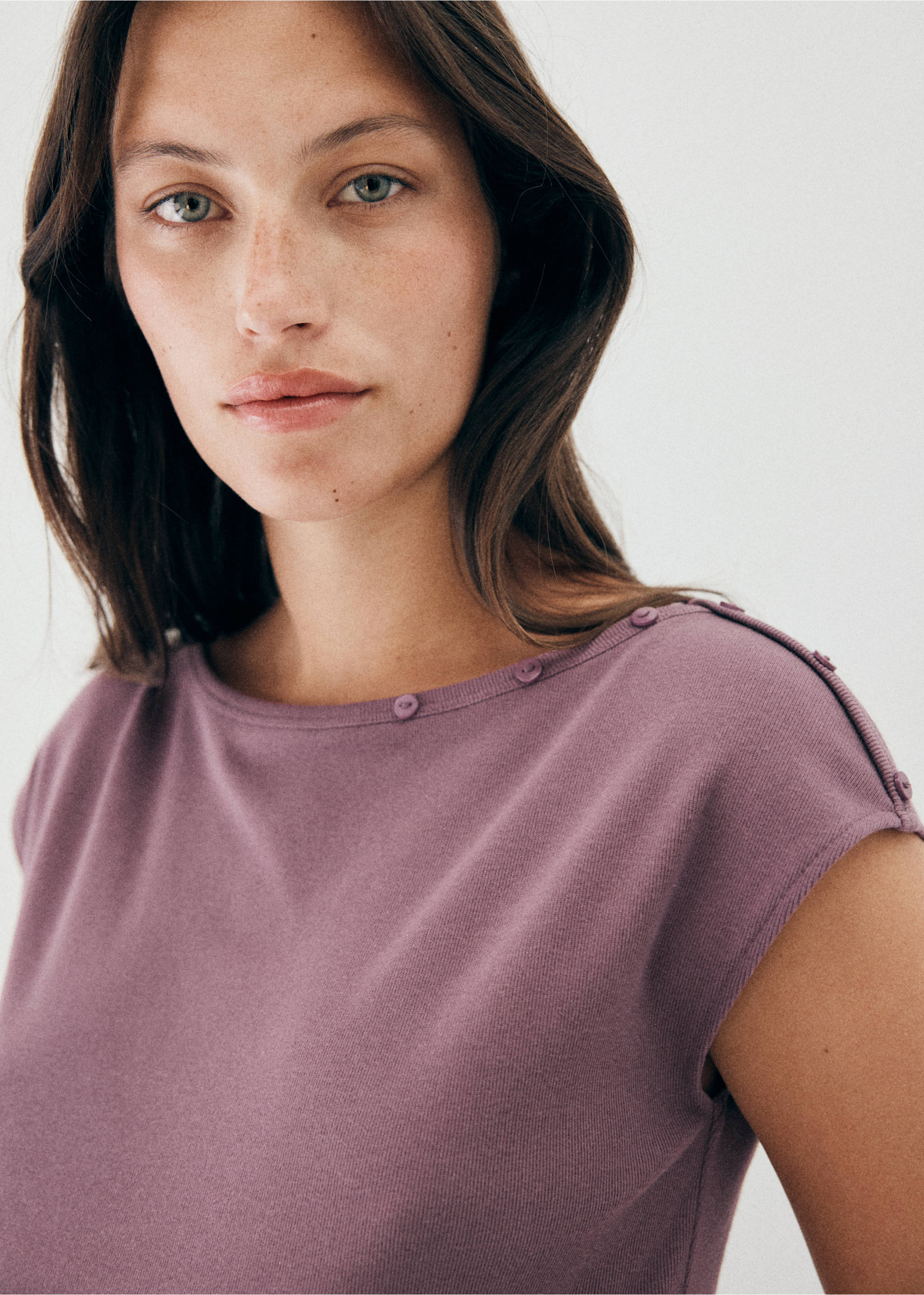 Ruched maternity T-shirt - Details of the article 1, Light/Pastel Purple. Ref: 37094082-00.