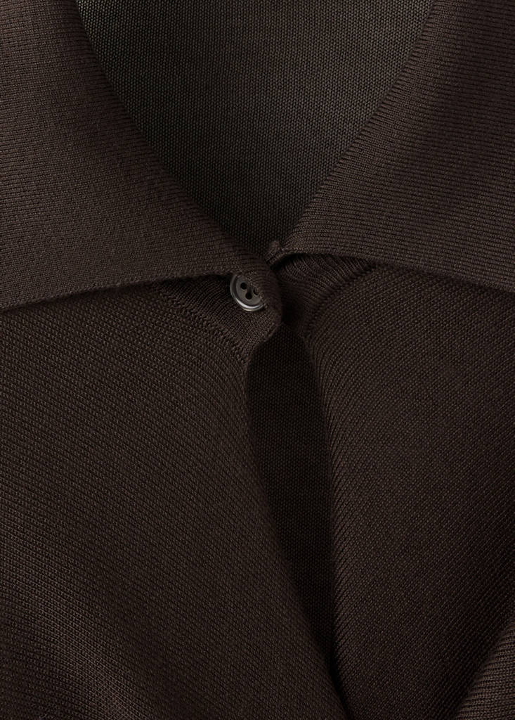 Wrap-front lyocell cardigan — Chocolate