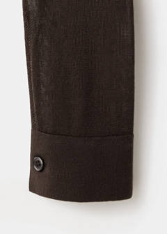 Wrap-front lyocell cardigan — Chocolate 7