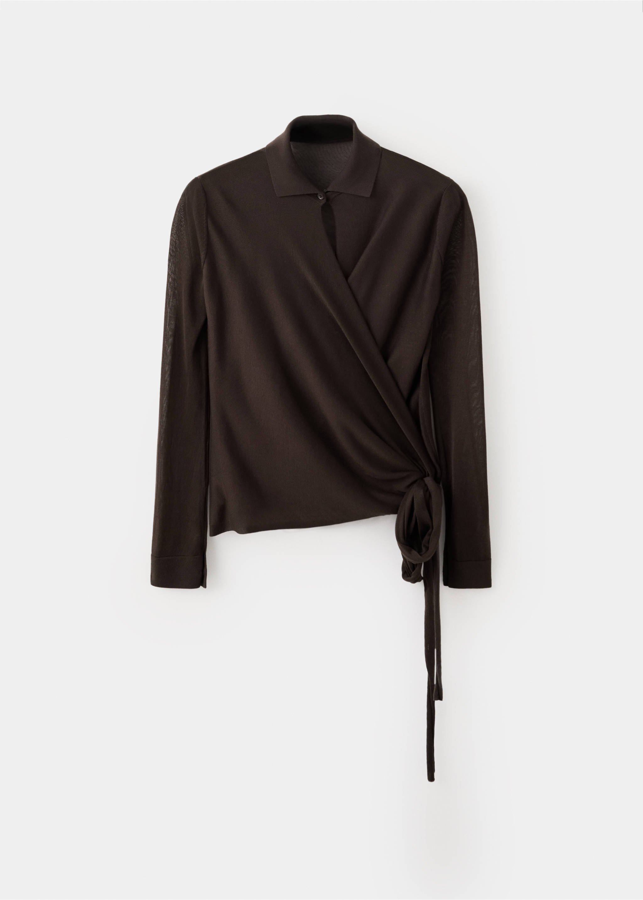 Wrap-front lyocell cardigan - Article without model, Chocolate. Ref: 37094083-00.
