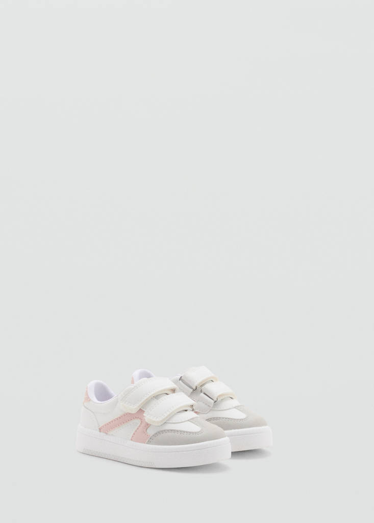 Velcro fastening mixed sneakers — White