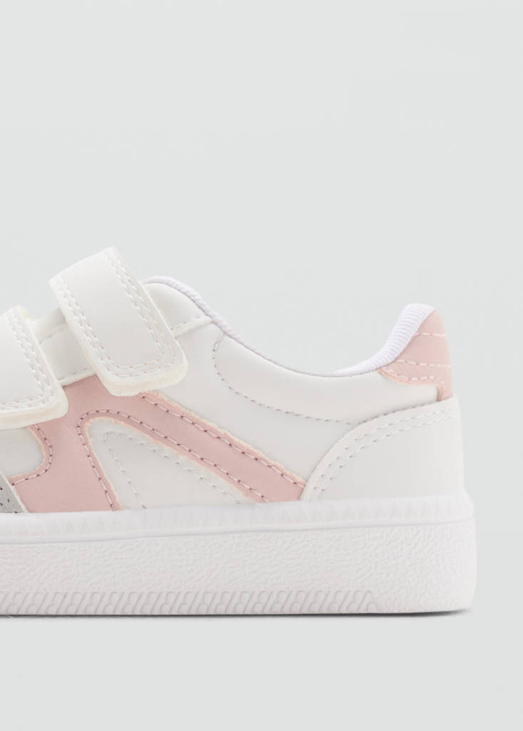 Velcro fastening mixed sneakers — White