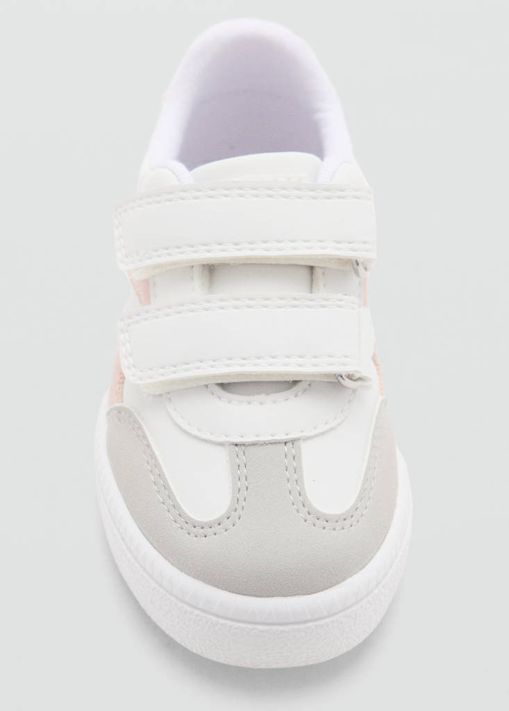 Velcro fastening mixed sneakers — White
