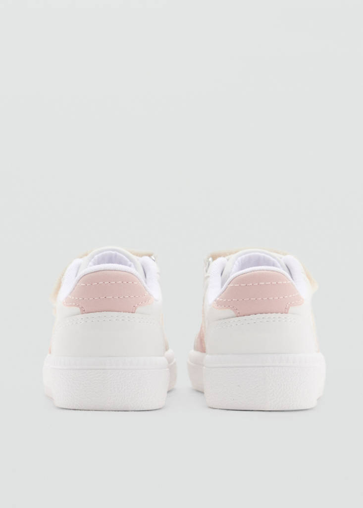Velcro fastening mixed sneakers — White