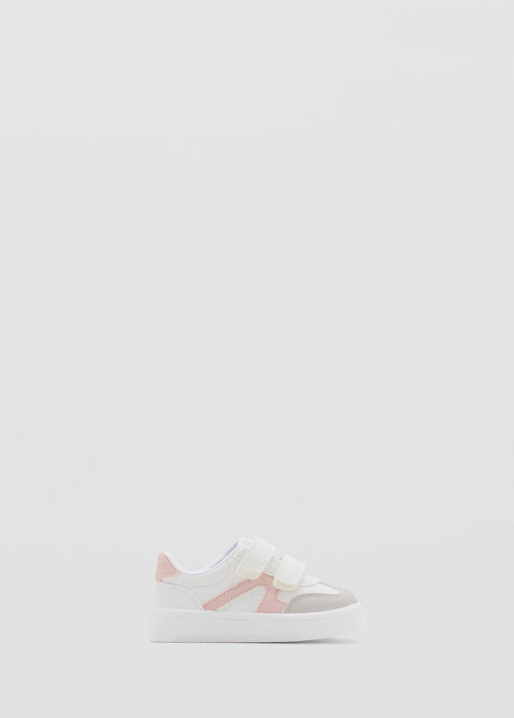 Velcro fastening mixed sneakers — White