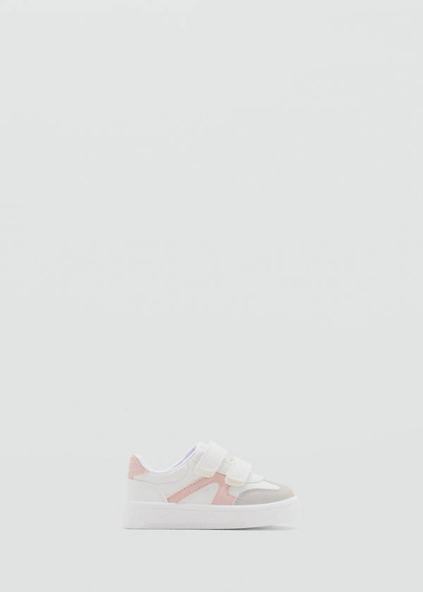 Velcro fastening mixed sneakers — White