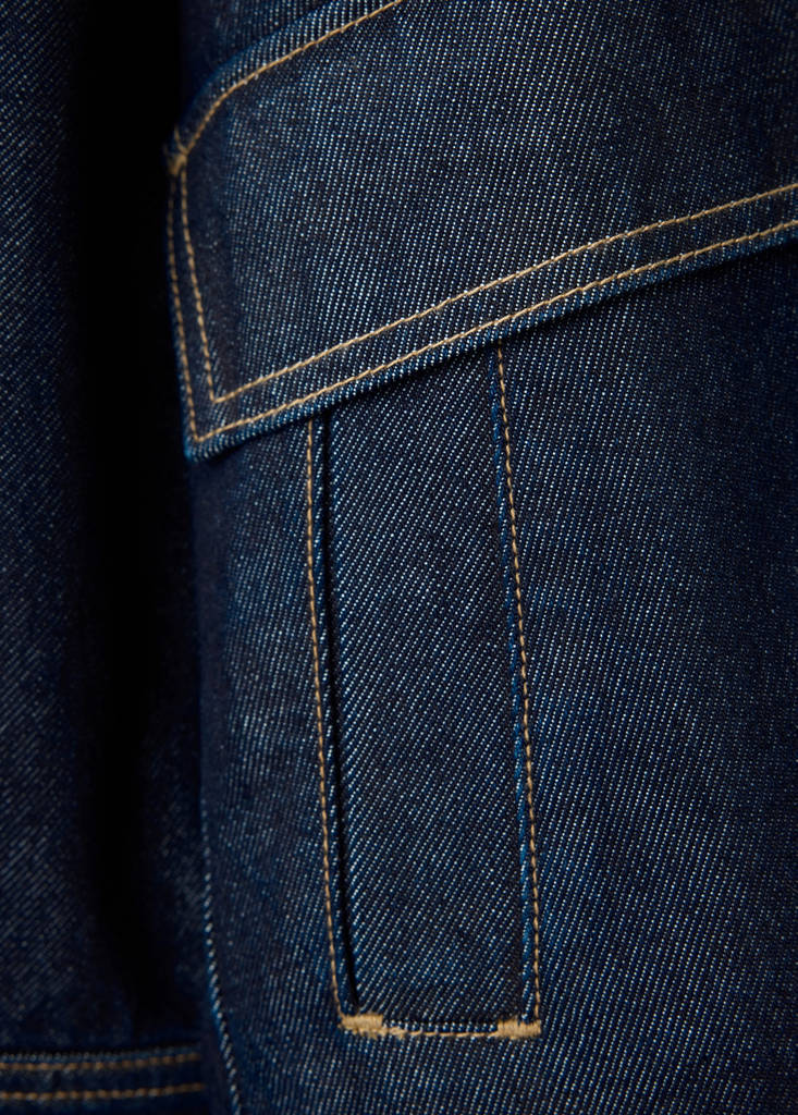 Funnel neck denim jacket — Open Blue