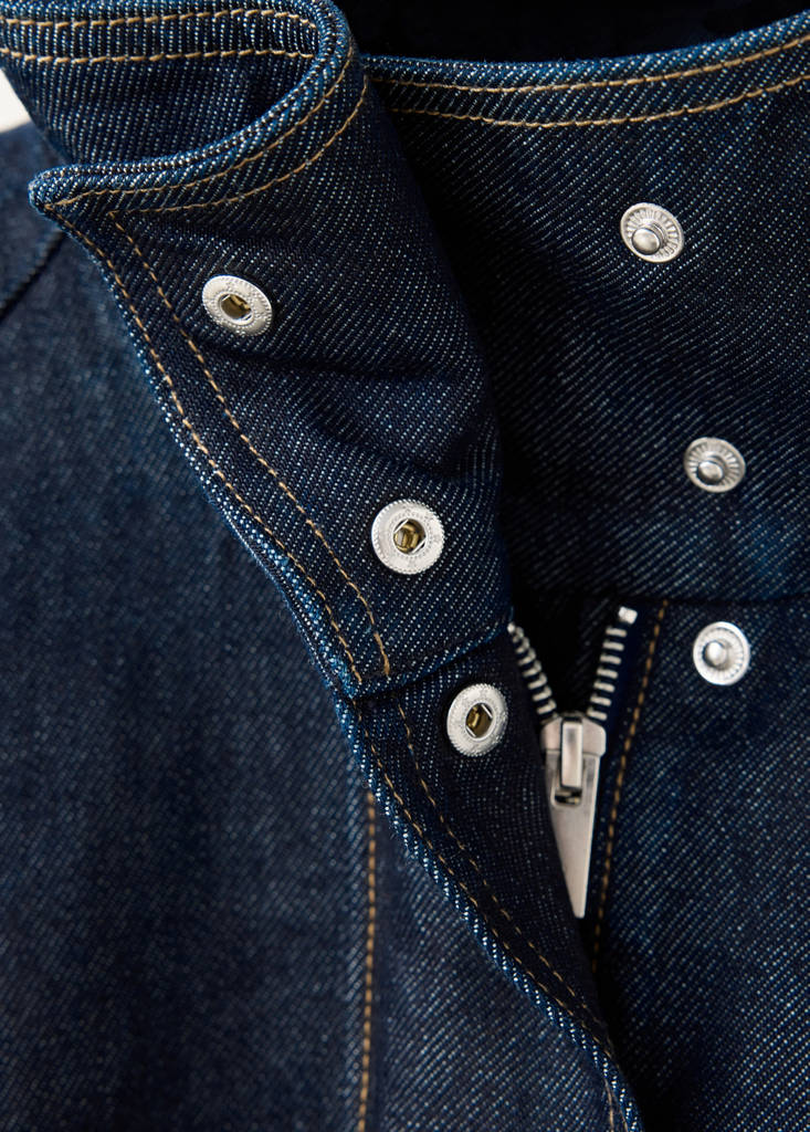 Funnel neck denim jacket — Open Blue