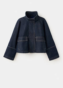 Denim jacket with funnel neck — Open Blue 6