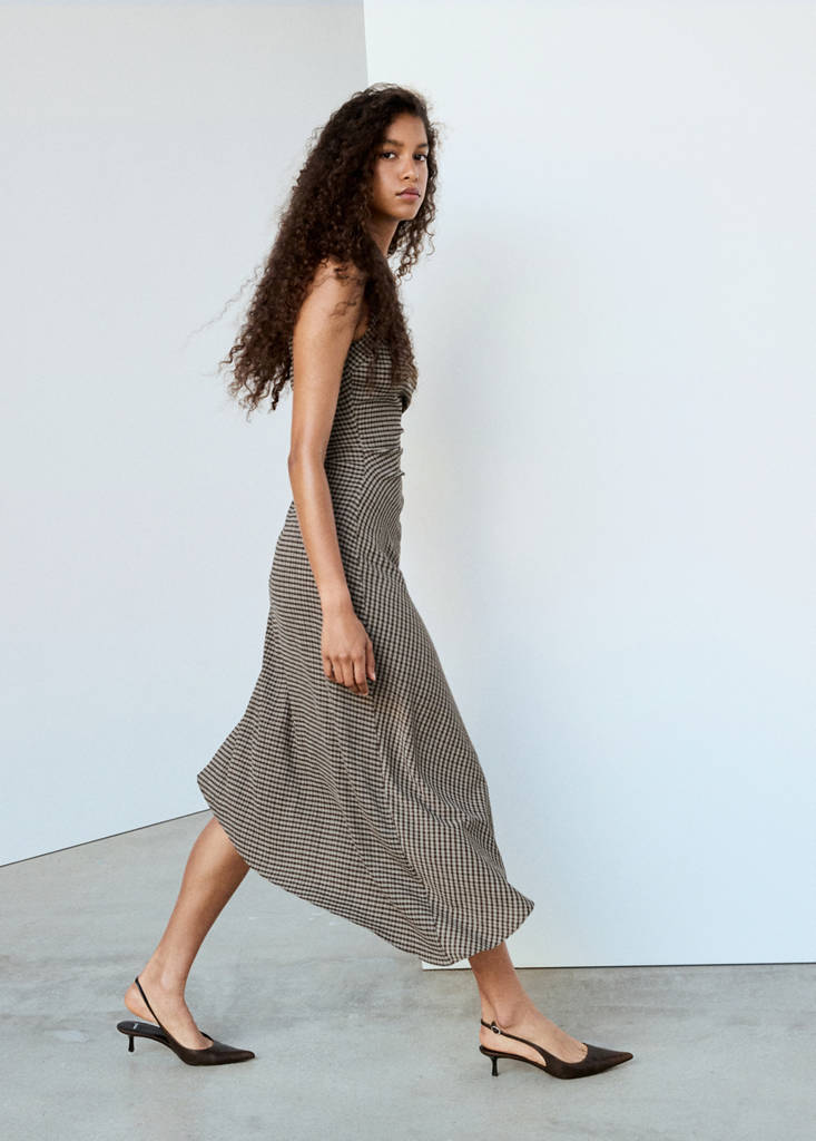 Asymmetric Textured Checked Dress thumbnail 2