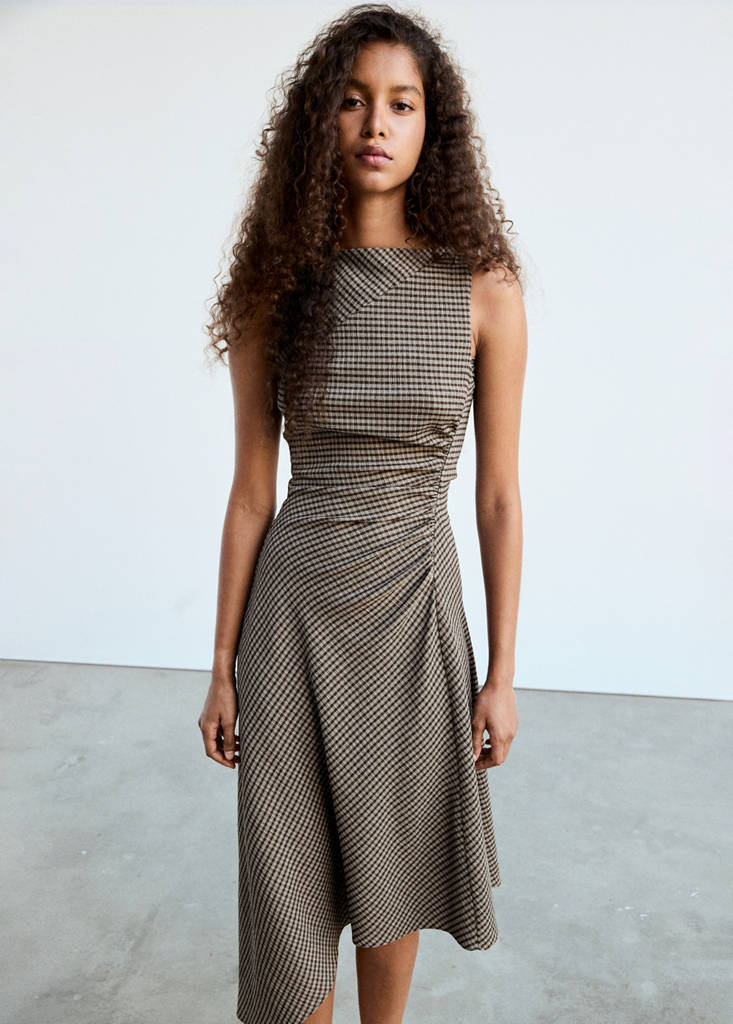 Asymmetrical-hem checked dress - Women | MANGO South Africa