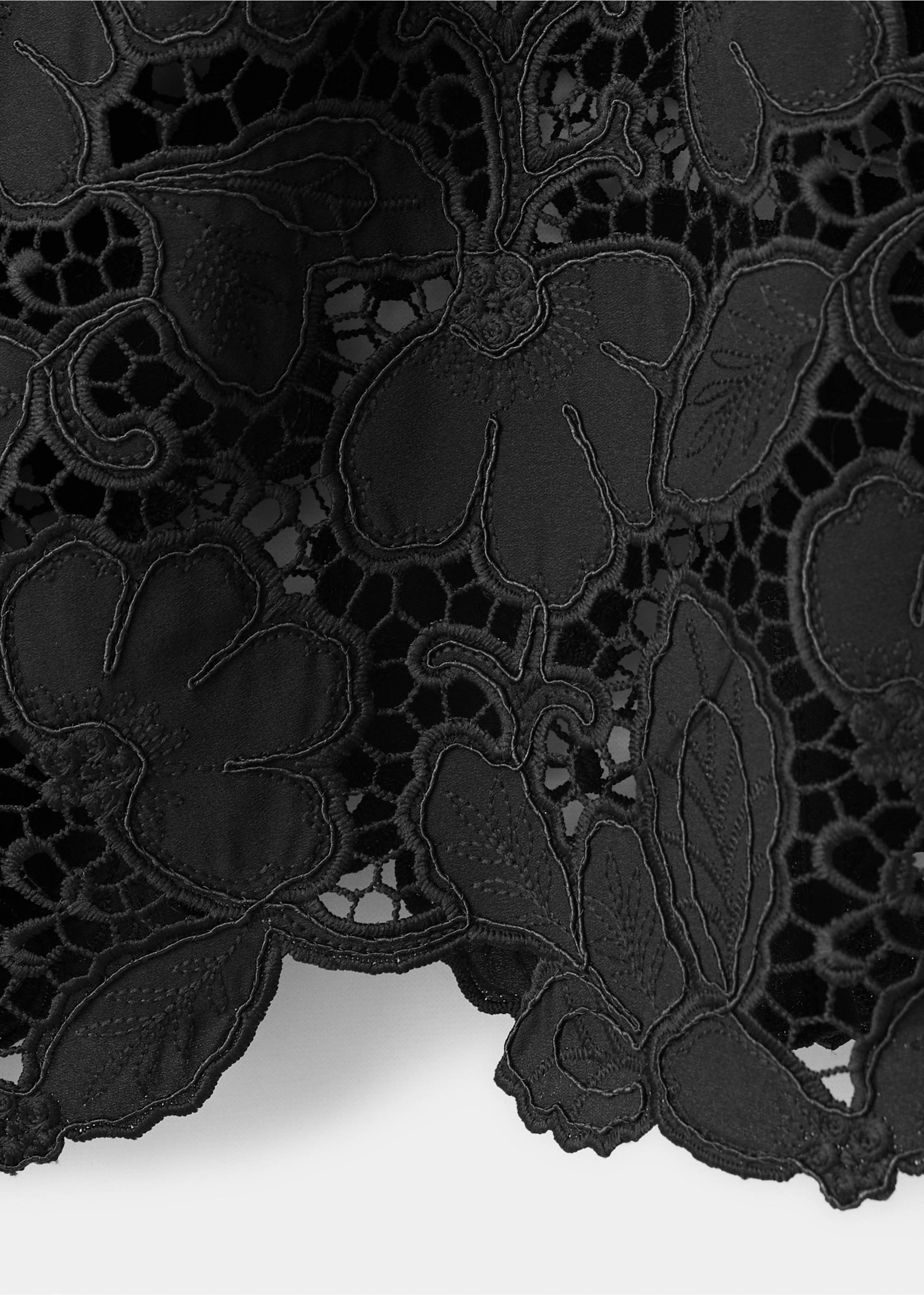 Guipure lace blouse with a mao collar - Details of the article 0, Black. Ref: 37094087-00.