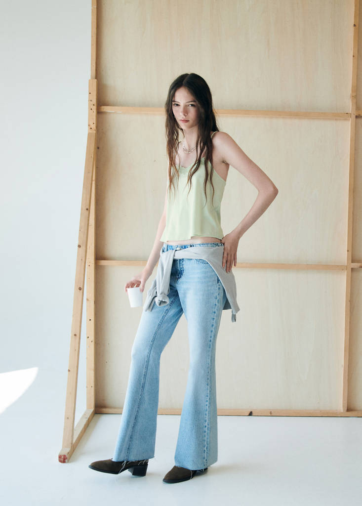 Strappy top with lace detail — Mint Green