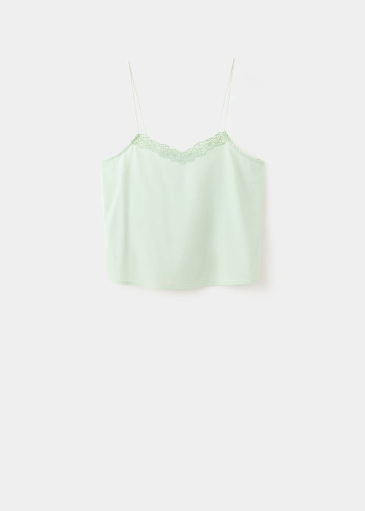 Strappy top with lace detail — Mint Green