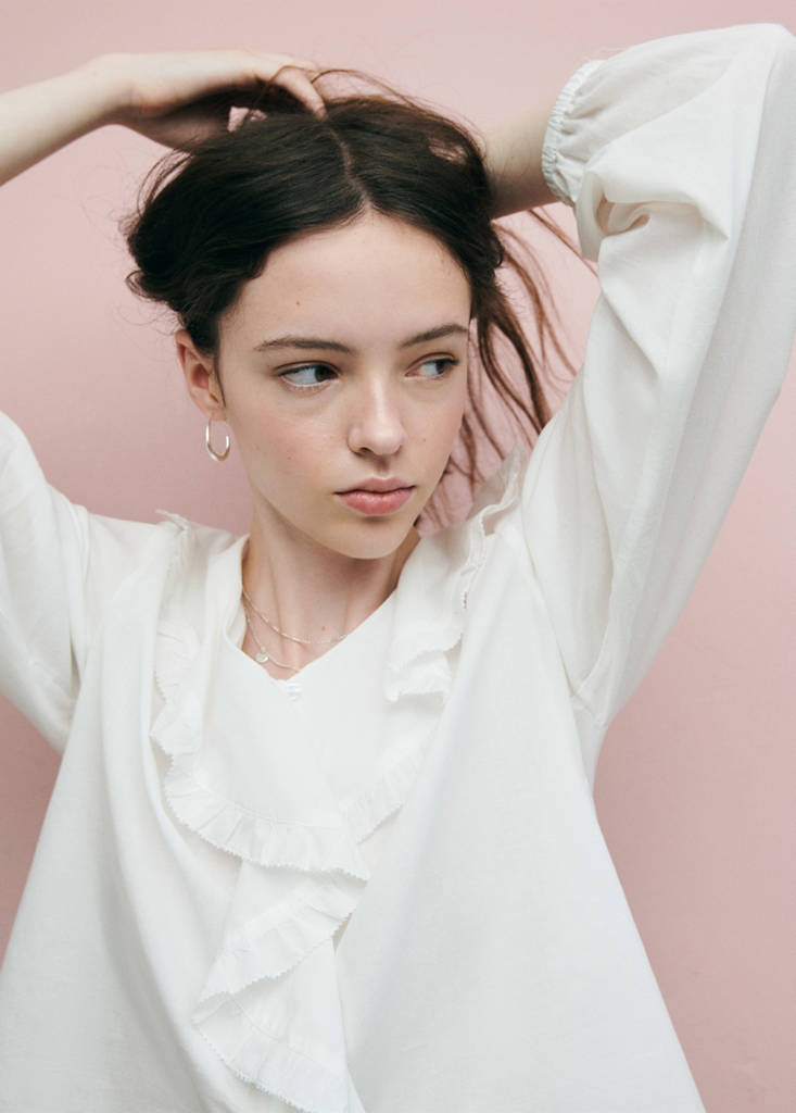 Ruffled cotton blouse — Off White