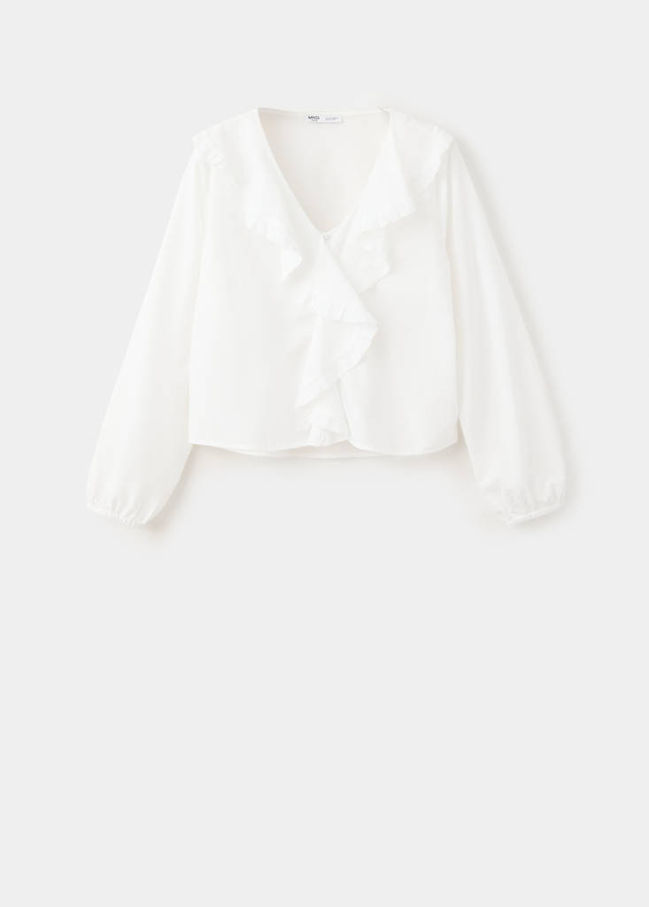 Ruffled cotton blouse — Off White