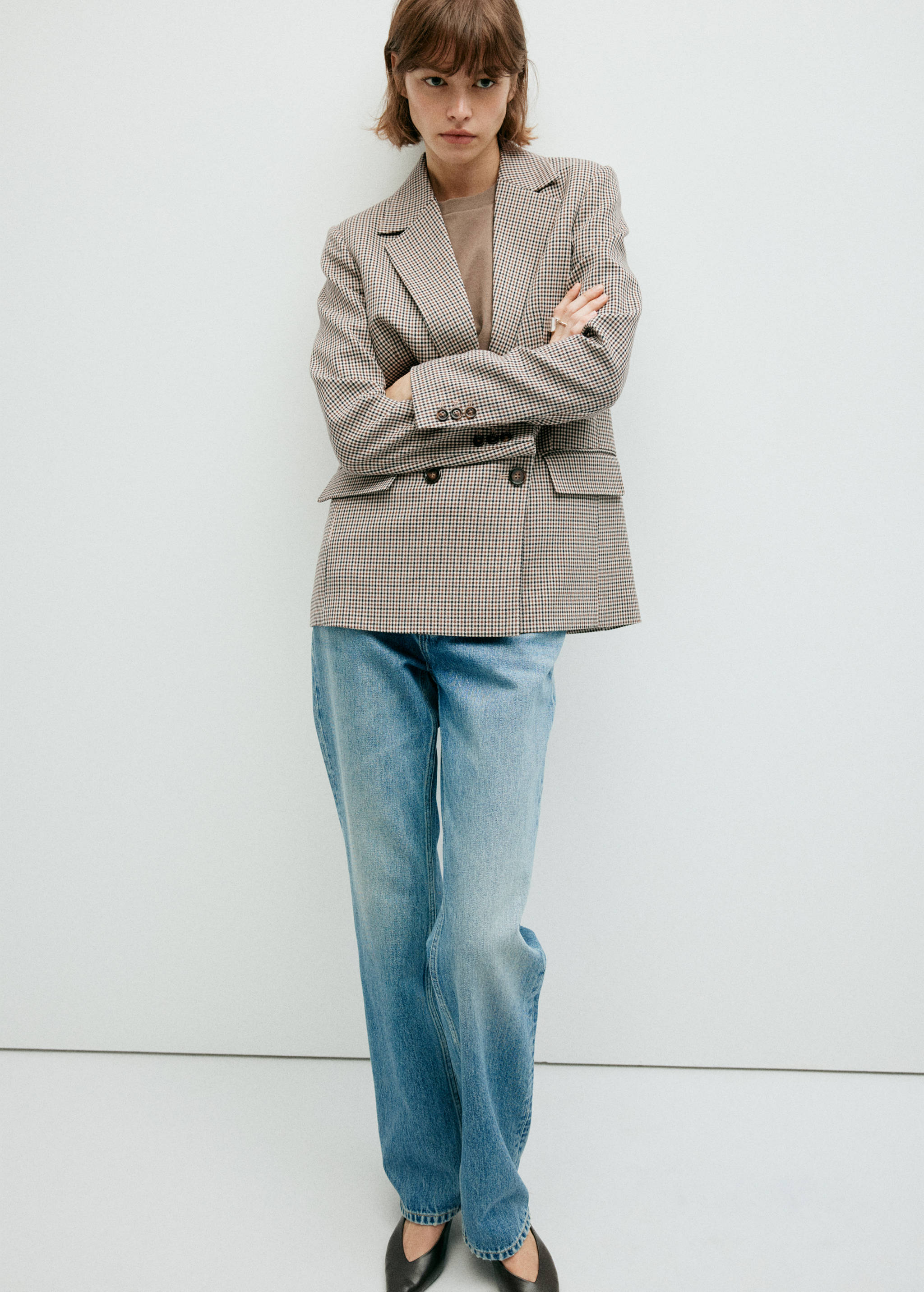 Double-breasted micro-houndstooth jacket - Details of the article 4