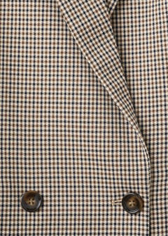Double-breasted micro-houndstooth jacket — Brown 11