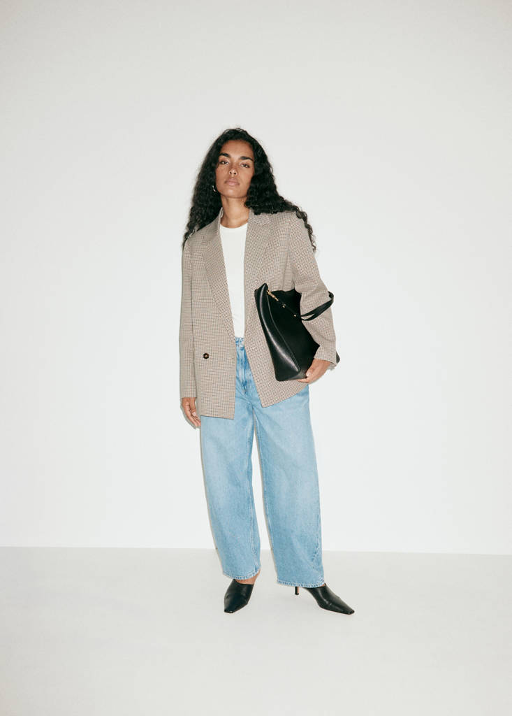 Double-breasted micro-houndstooth jacket - thumbnail 7